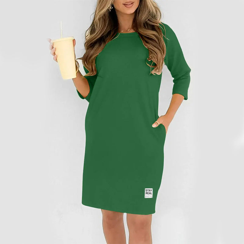 Sidsel - Elegant Round Neck T-Shirt Dress