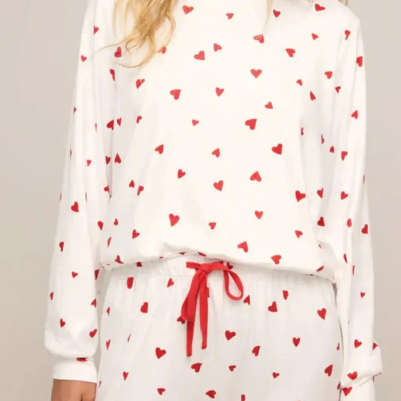 Rugile - Comfortable Pajama Set With Heart Print