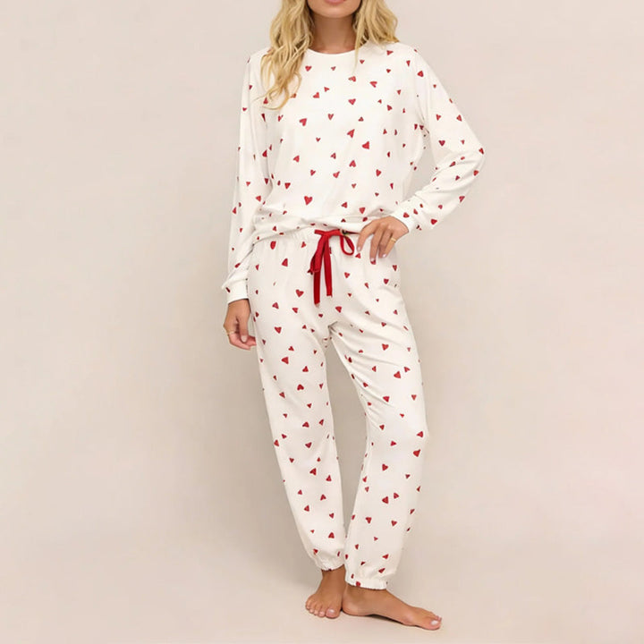 Rugile - Comfortable Pajama Set With Heart Print