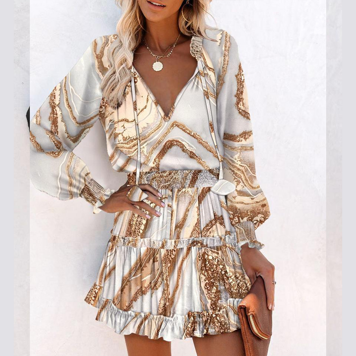 Sissel - V-Neck Mini Dress With Ruffles
