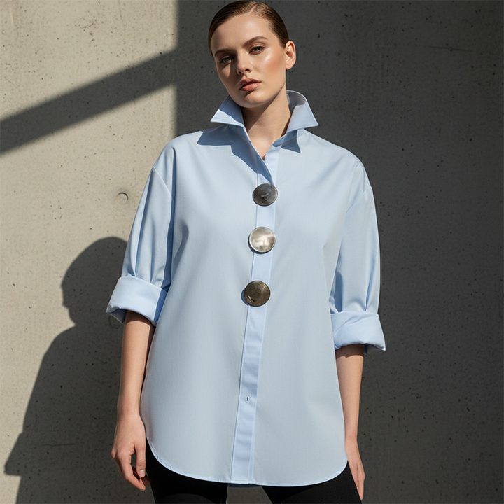 Cvijeta - Oversized Blouse with Large Metal Buttons