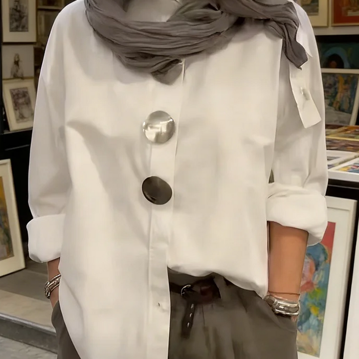 Cvijeta - Oversized Blouse with Large Metal Buttons