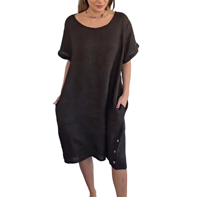 Sheela - Casual Linen-Cotton Dress With Pockets