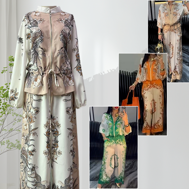 Katya - Elegant Floral Print Two Piece Set