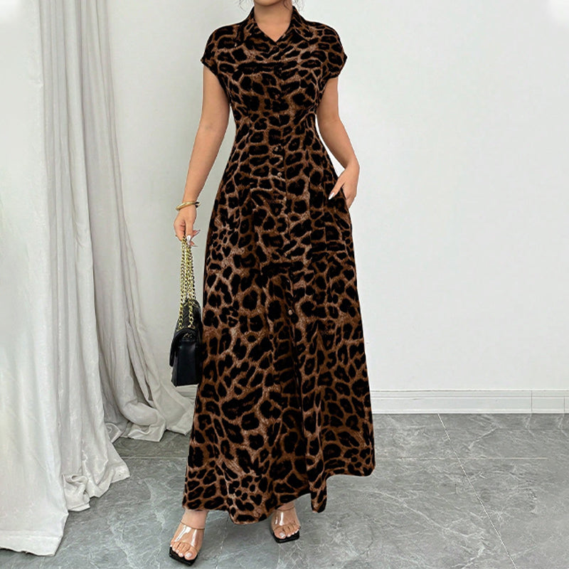 Ameerah - Elegant Leopard Print Dress
