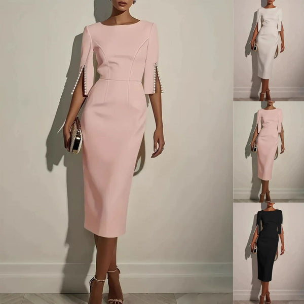 Tessora - Slim Fit Split Sleeve Pencil Dress