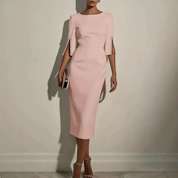 Tessora - Slim Fit Split Sleeve Pencil Dress