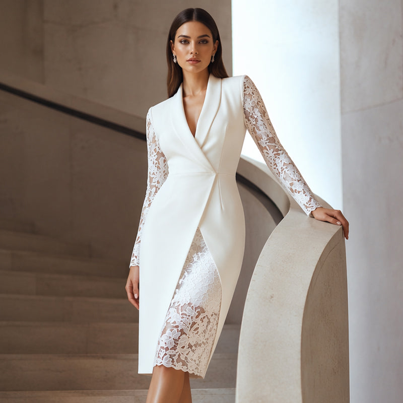Clarina - Bodycon Dress With Lace Sleeves