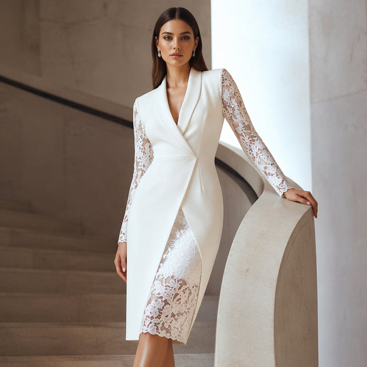 Clarina - Bodycon Dress With Lace Sleeves