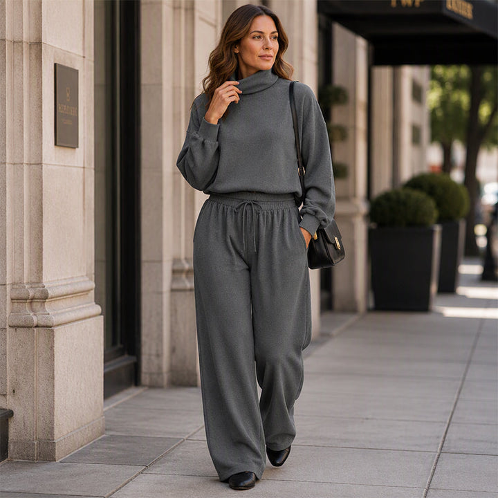 Vasiiaine - Turtleneck Wide Leg Two Piece Set