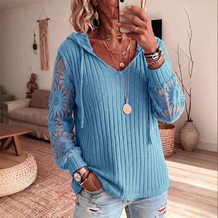 Valeora - Elegant Lace Hooded Cardigan