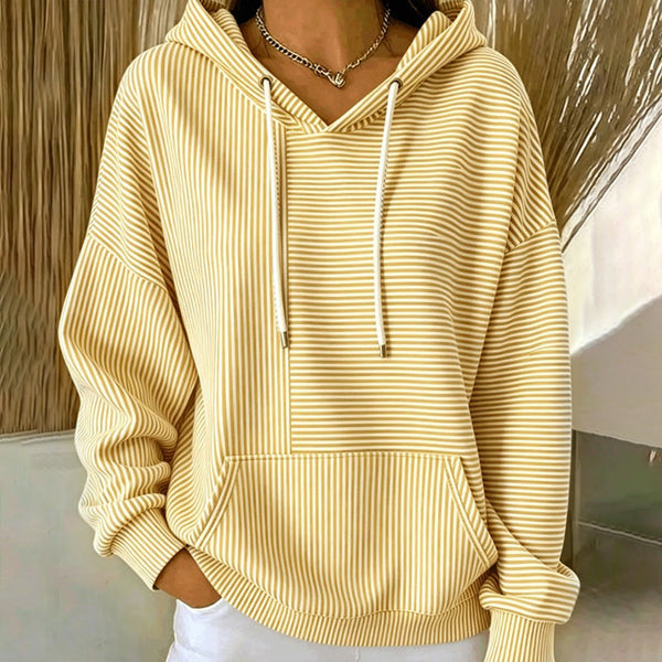 Nicoisuva - Striped Hoodie With Drawstring and Kangaroo Pocket
