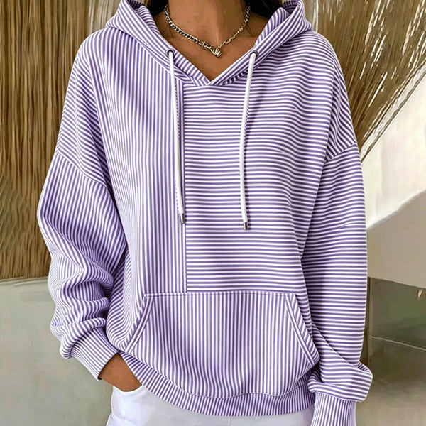 Nicoisuva - Striped Hoodie With Drawstring and Kangaroo Pocket