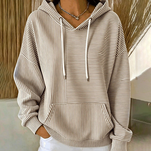 Nicoisuva - Striped Hoodie With Drawstring and Kangaroo Pocket