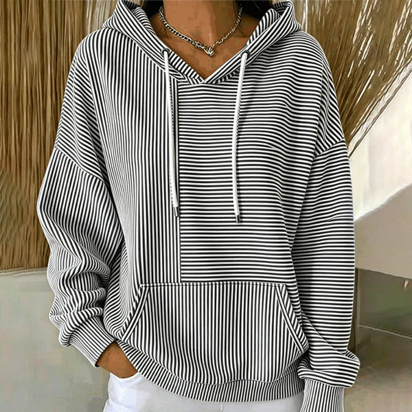 Nicoisuva - Striped Hoodie With Drawstring and Kangaroo Pocket
