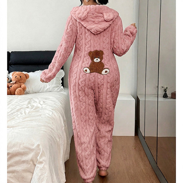 Quenalica - Cable Knit Warmth Hooded Jumpsuit
