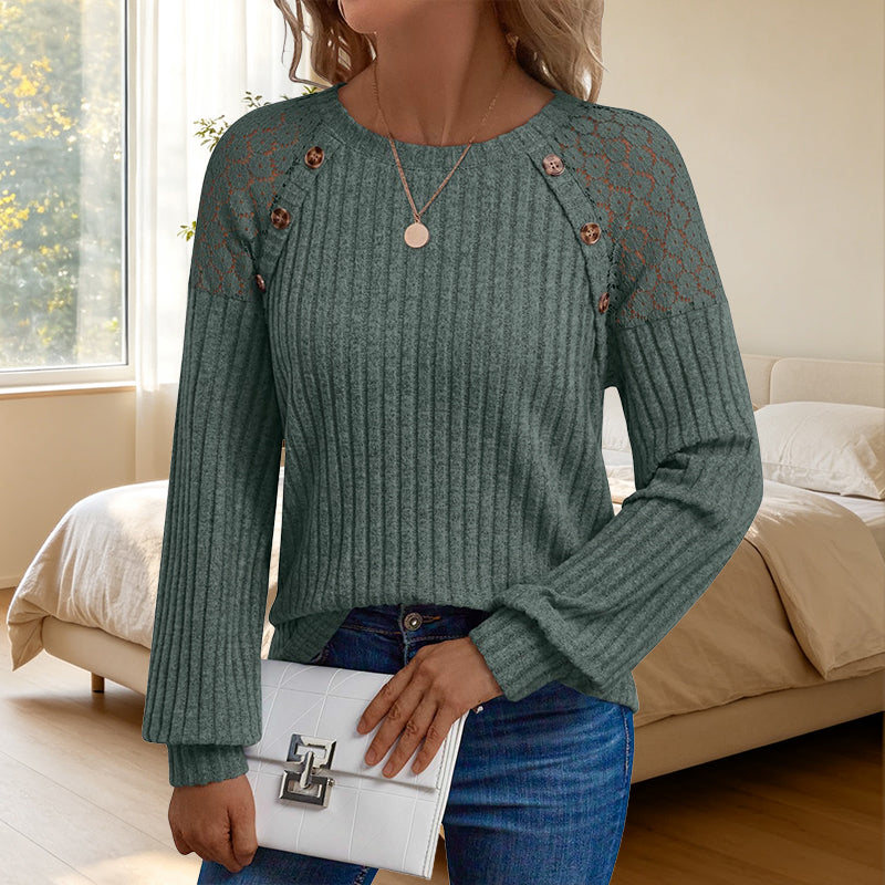Imoguoria - Long Sleeve Ribbed Knit Top