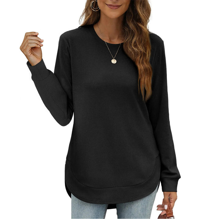 Paloine - Crew Neck Sweatshirt With Curved Hem