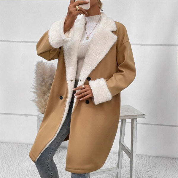 Corora - Long Coat With Fleece Collar and Cuffs