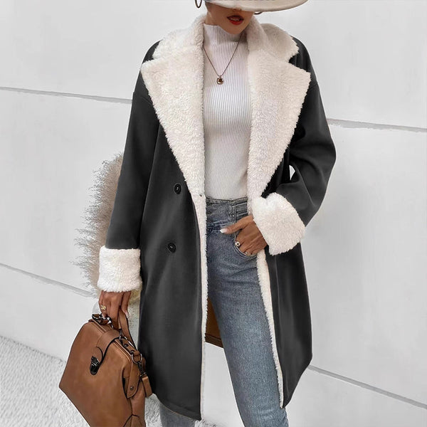 Corora - Long Coat With Fleece Collar and Cuffs