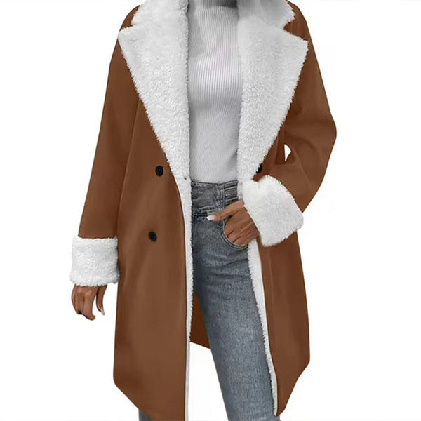 Corora - Long Coat With Fleece Collar and Cuffs