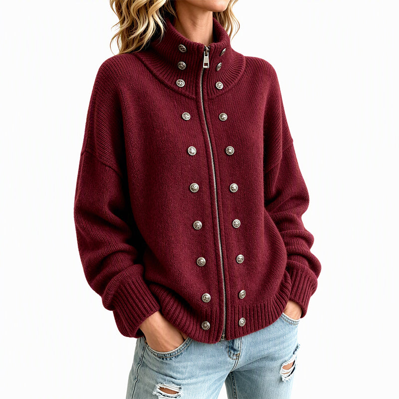 Laurea - Knitted Cardigan With Decorative Button