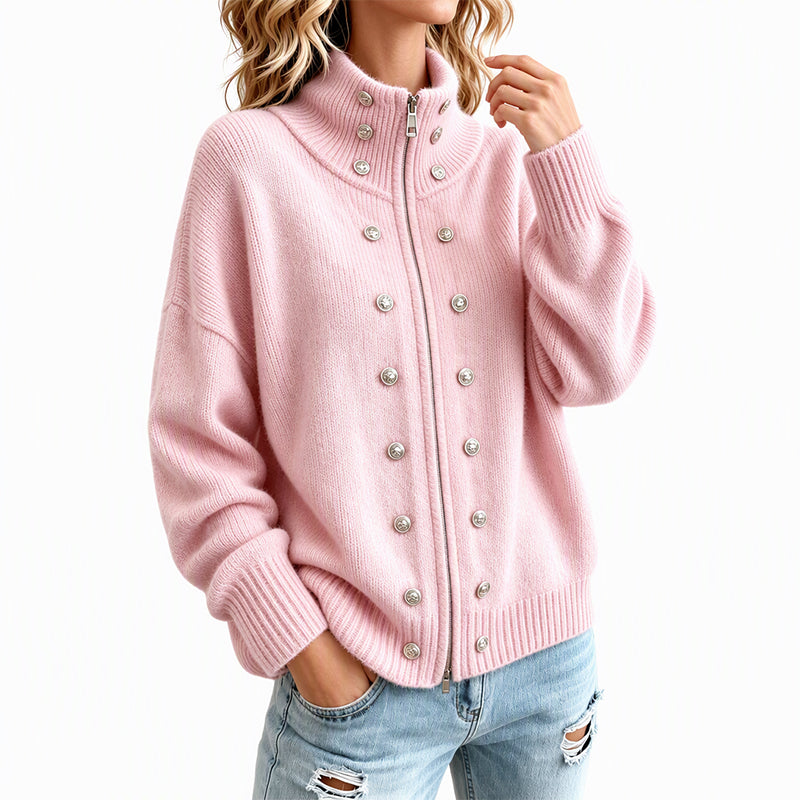 Laurea - Knitted Cardigan With Decorative Button