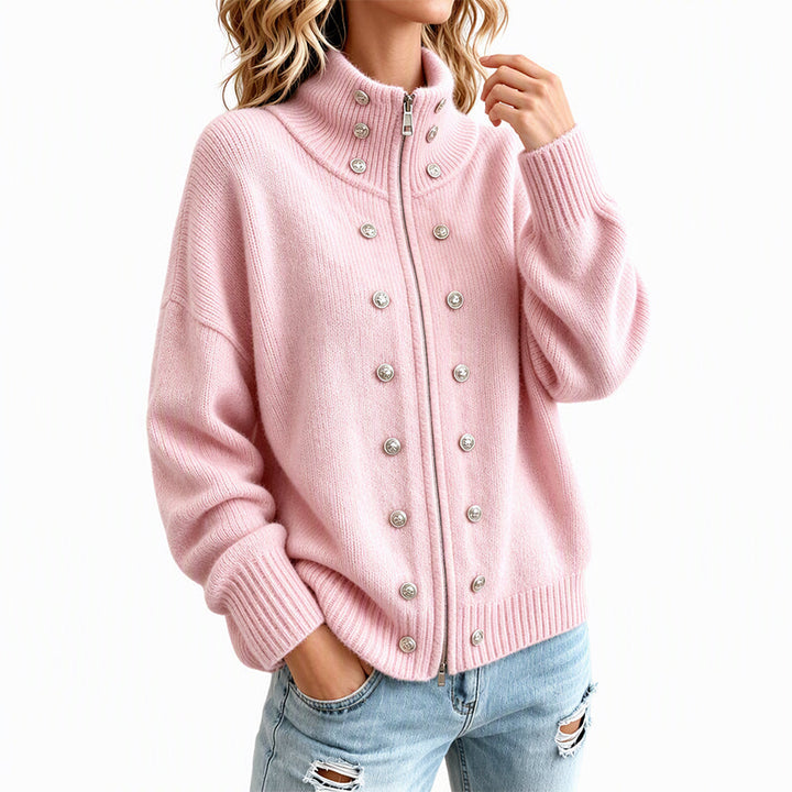 Laurea - Knitted Cardigan With Decorative Button