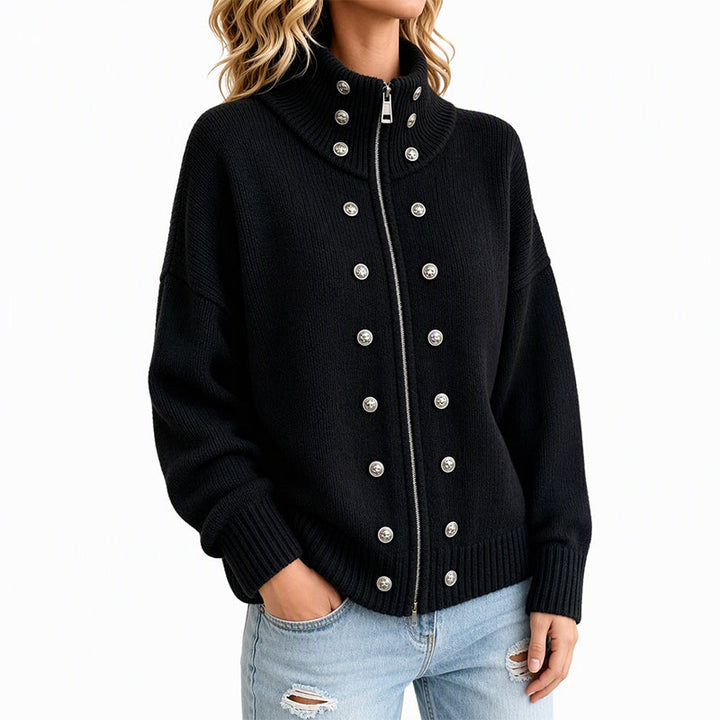 Laurea - Knitted Cardigan With Decorative Button