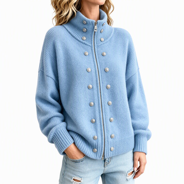 Laurea - Knitted Cardigan With Decorative Button
