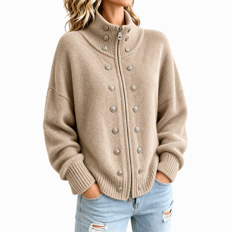 Laurea - Knitted Cardigan With Decorative Button