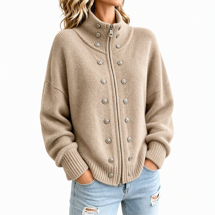 Laurea - Knitted Cardigan With Decorative Button