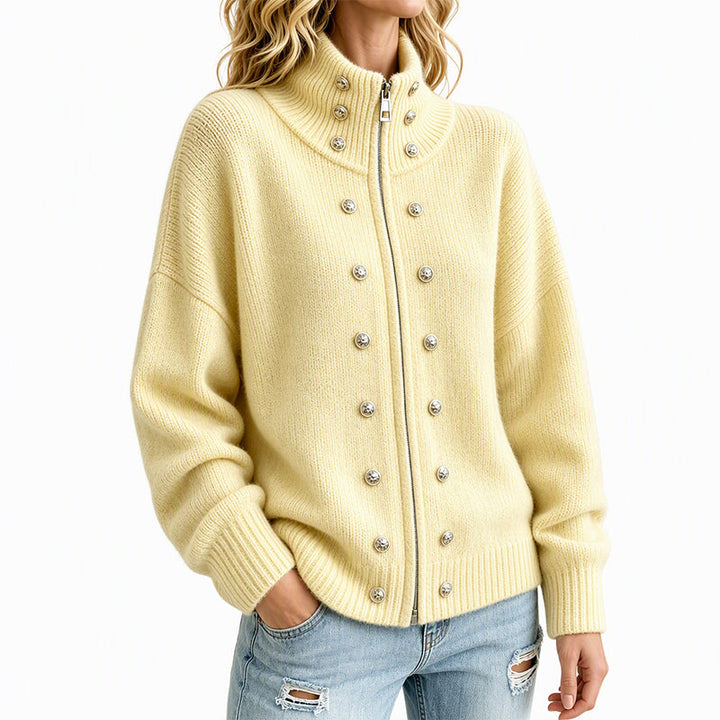 Laurea - Knitted Cardigan With Decorative Button
