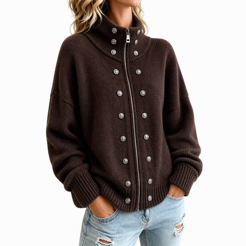 Laurea - Knitted Cardigan With Decorative Button