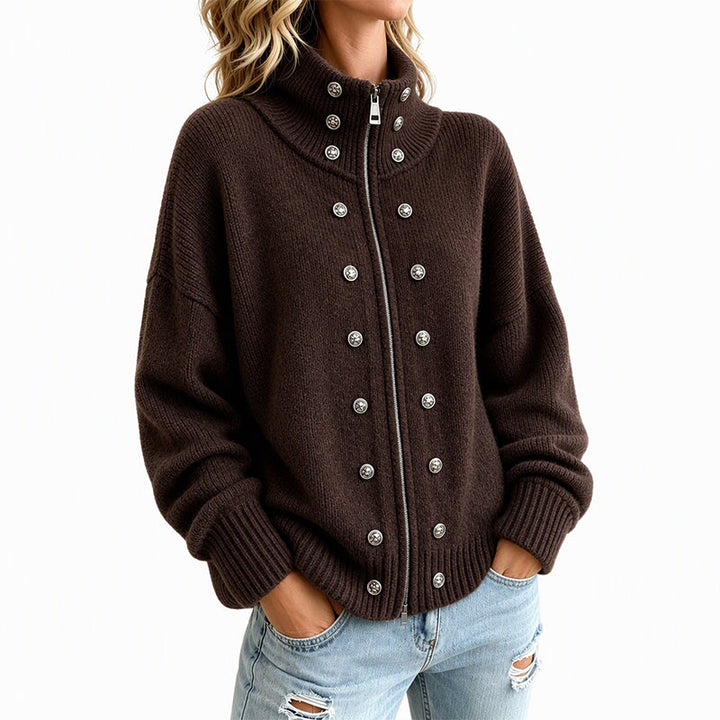 Laurea - Knitted Cardigan With Decorative Button