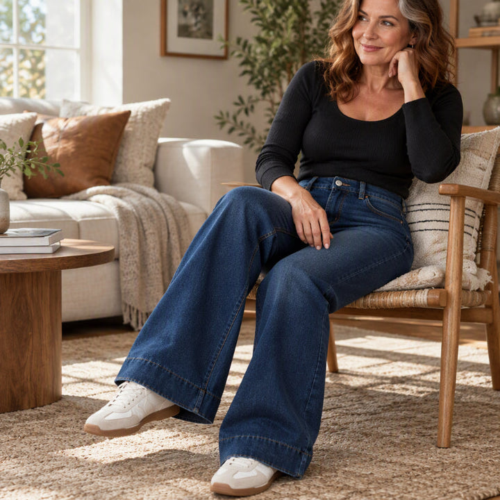 Quenuicia - Jeans With Wide Legs And High waist