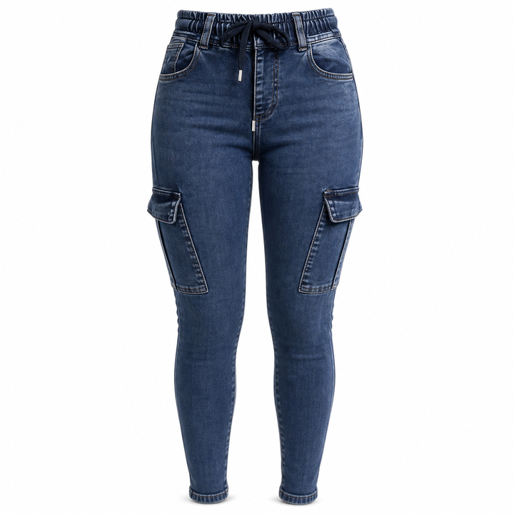 Petrea - High Waisted Strech Cargo Jeans