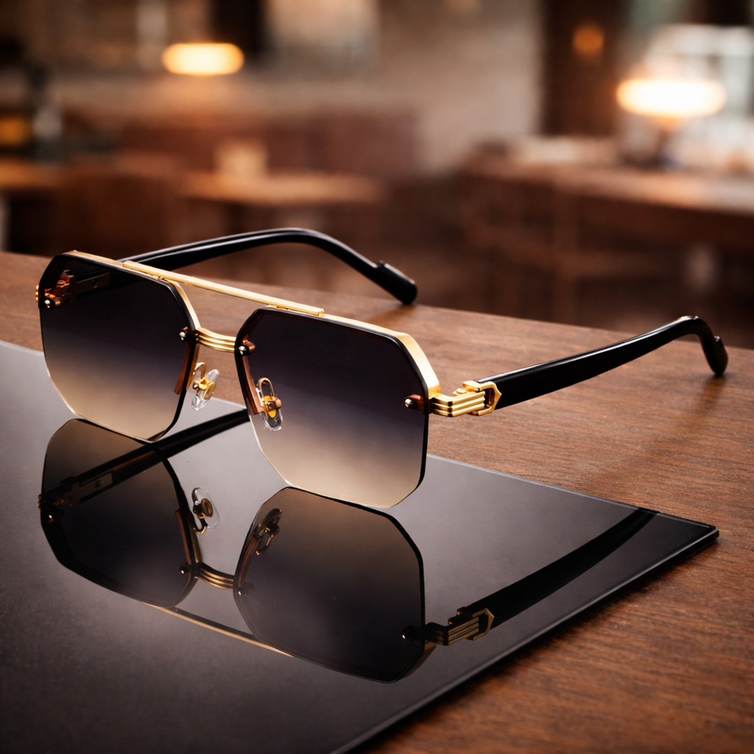 NoirEdge - Classic Half Frame Sunglasses