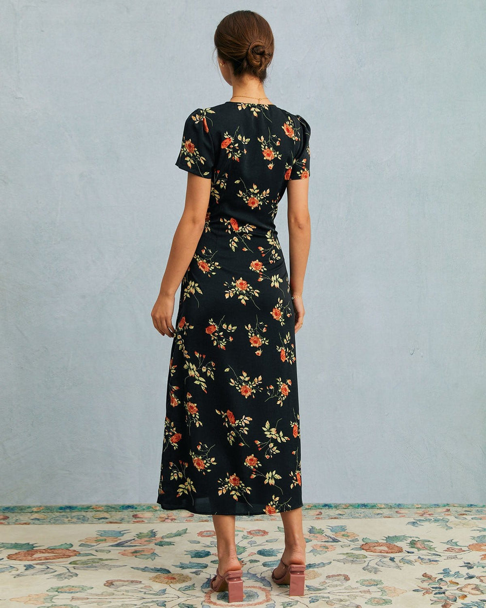 kambria - Short Sleeve Floral Midi Dress