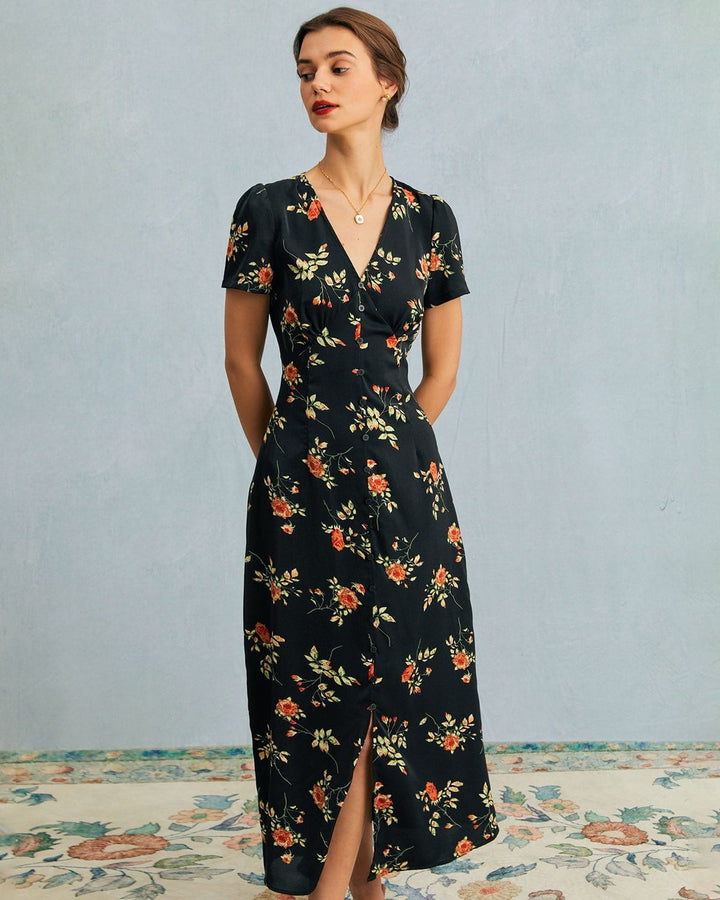 kambria - Short Sleeve Floral Midi Dress
