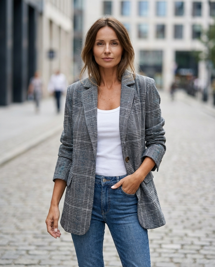 Eshania - Elegant Checked Jacket