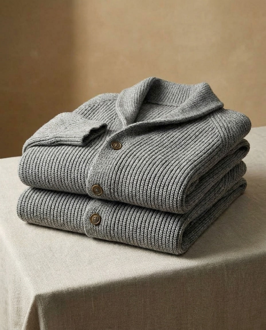 Viktitha - Shawl Collar Button-Up Knit Cardigan