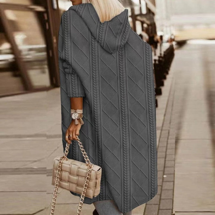 Cytheria - Longline And Cable Knit Hooded Cardigan