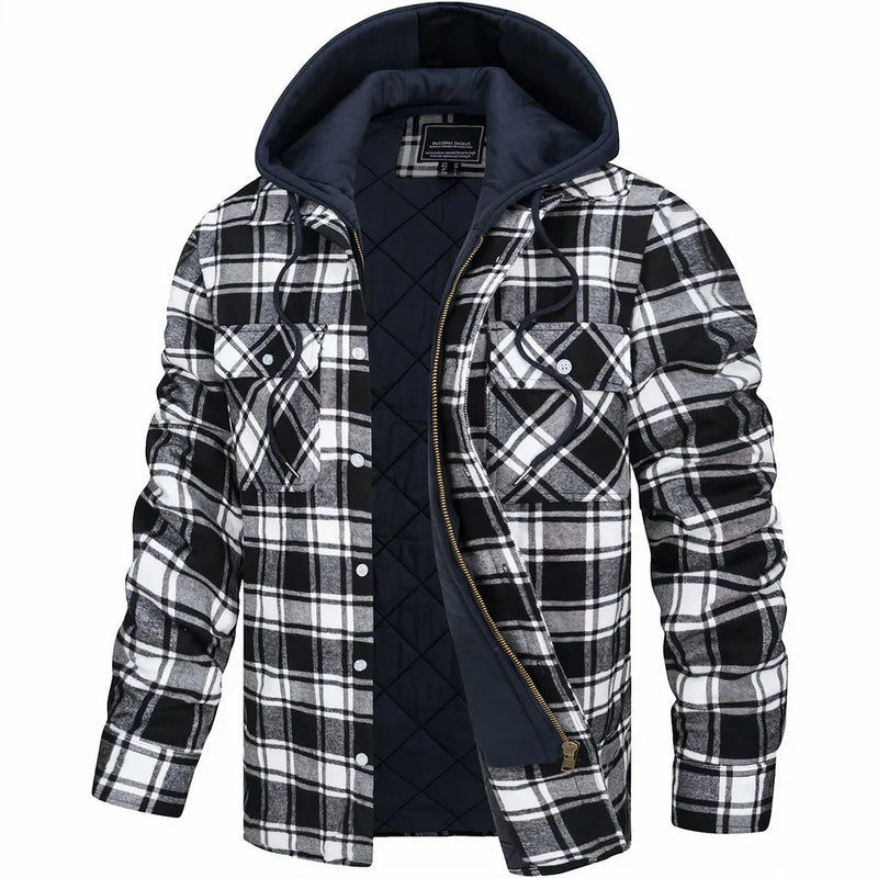 Nadav - Elegant Long Sleeve Warm Hooded Jacket With Button