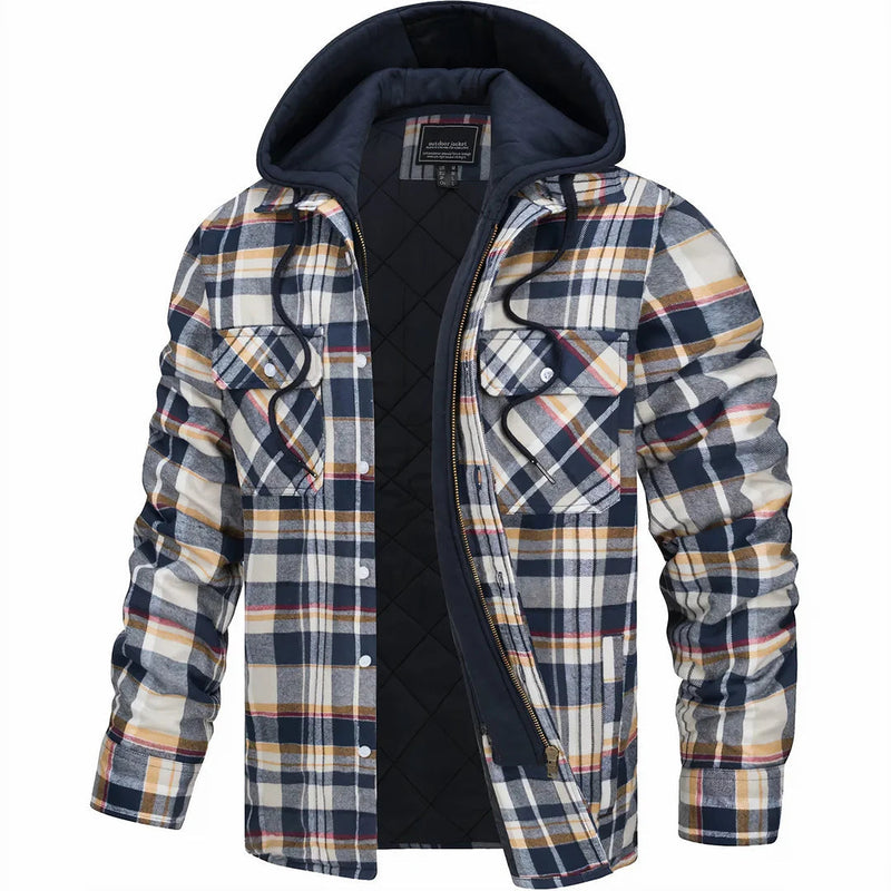 Nadav - Elegant Long Sleeve Warm Hooded Jacket With Button
