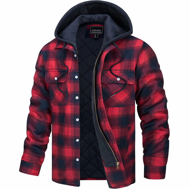 Nadav - Elegant Long Sleeve Warm Hooded Jacket With Button