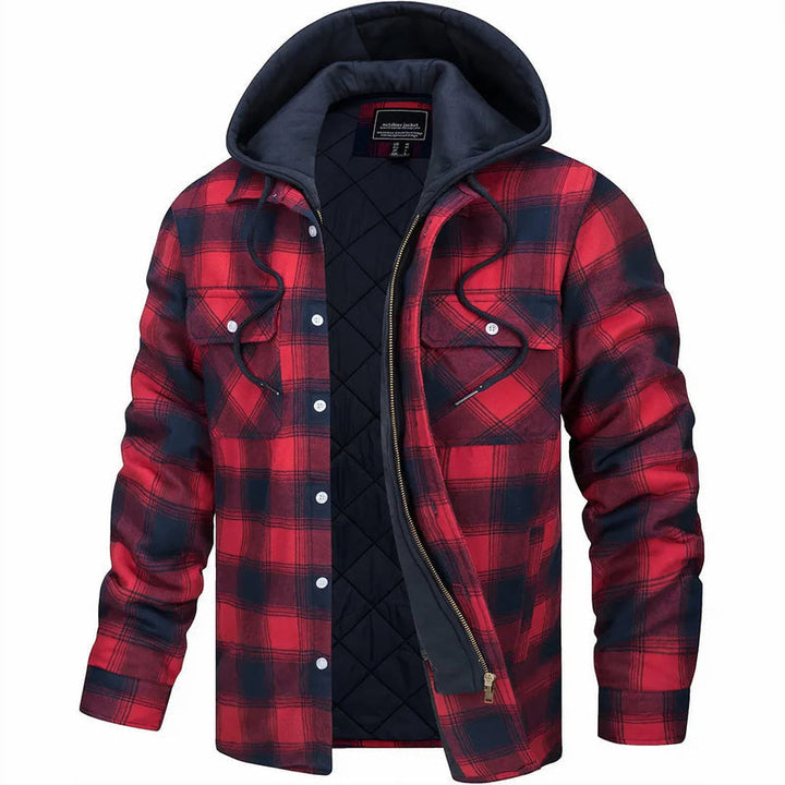 Nadav - Elegant Long Sleeve Warm Hooded Jacket With Button