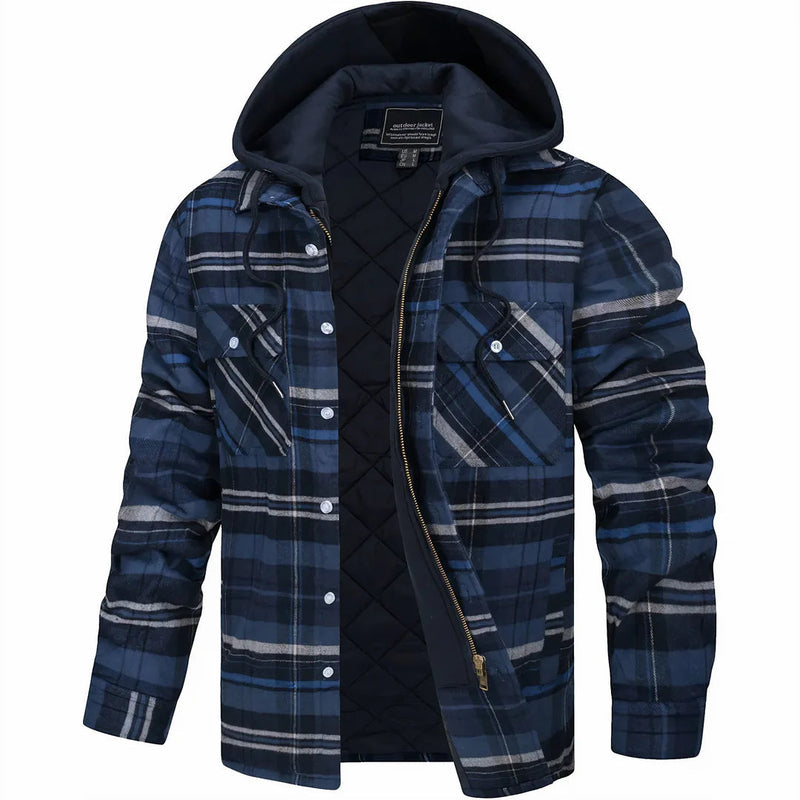 Nadav - Elegant Long Sleeve Warm Hooded Jacket With Button