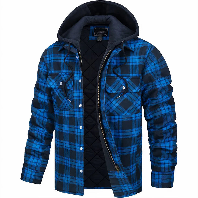 Nadav - Elegant Long Sleeve Warm Hooded Jacket With Button