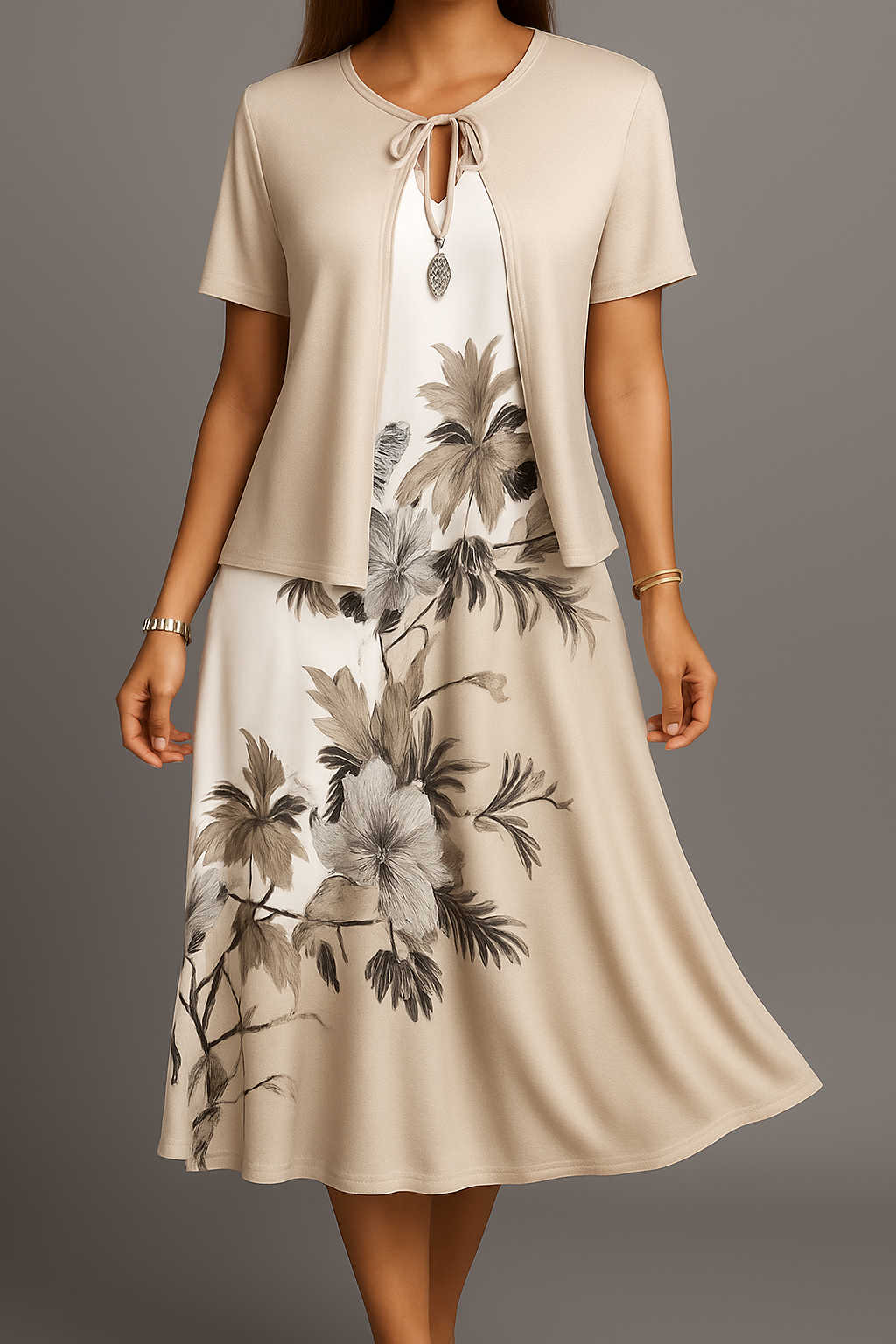 Isadora - Elegant Bohemian Jersey With Midi Dress